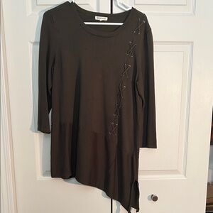 Chic Olive Fgreen Tunic with Lace-Up Detail